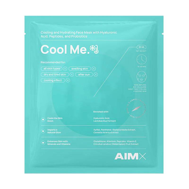 Уцінка! Тканинна маска для обличчя AIMX Cool Me Cooling And Hydrating Face Mask With Hyaluronic Acid Peptides And Probiotics, 25 мл